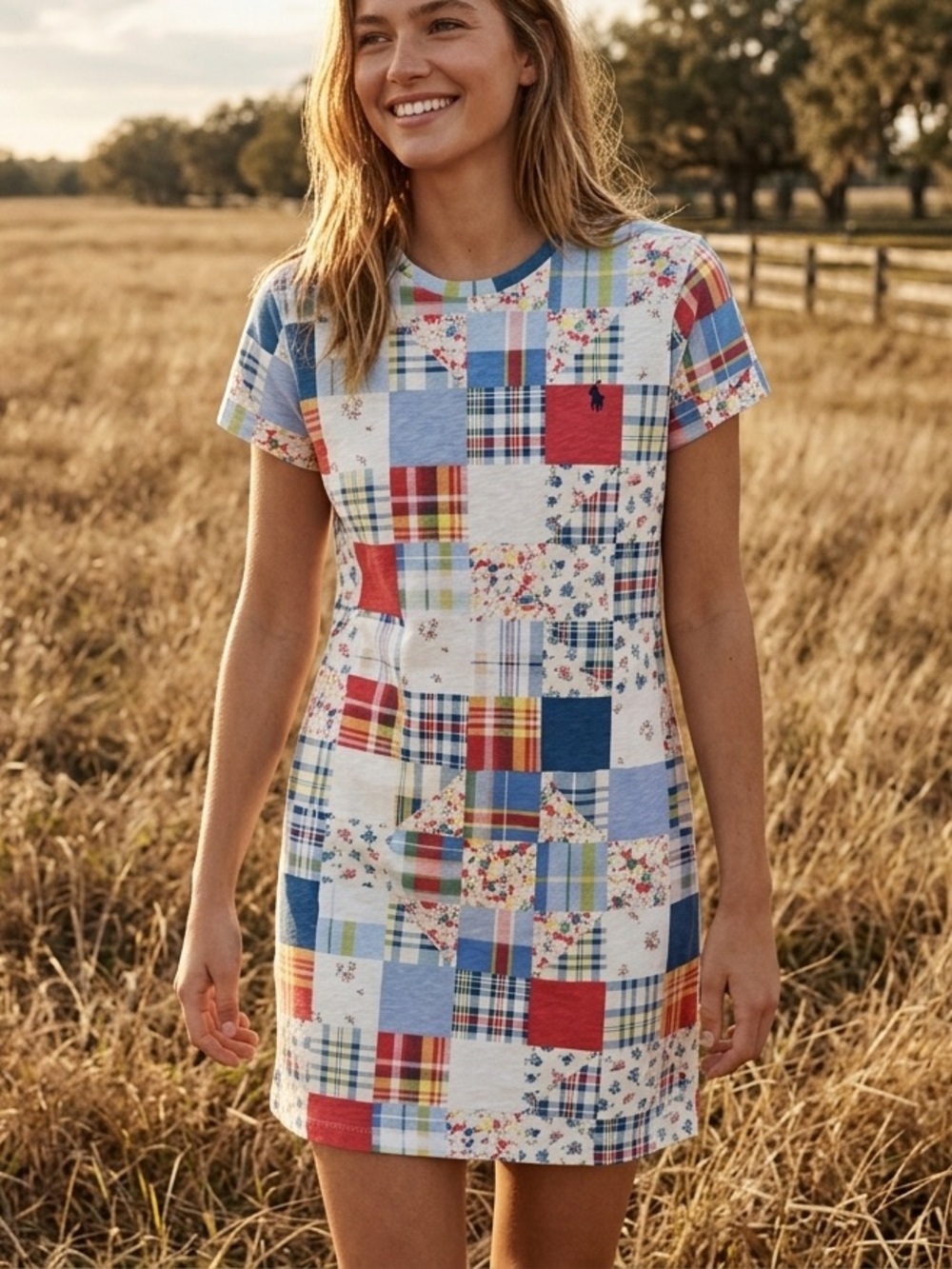 Polo Ralph Lauren Women’s T-Shirt Dress Floral Patchwork Print XL Fits M/L